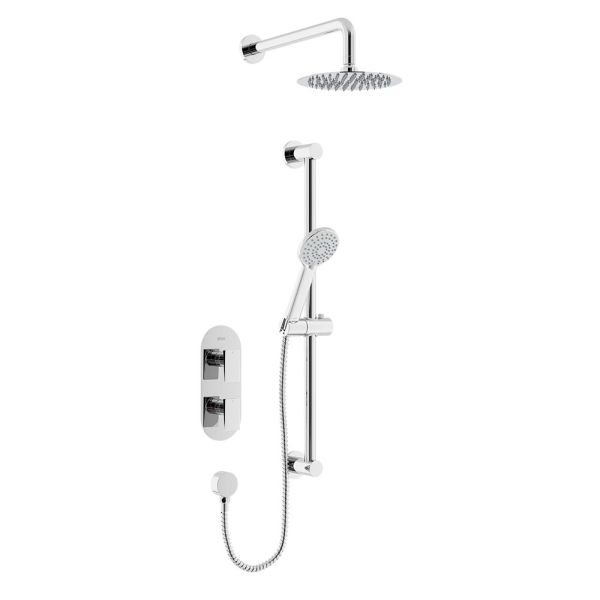 Bristan Frammento Chrome 2 Outlet Shower Pack with Overhead Shower and Riser Rail Kit
