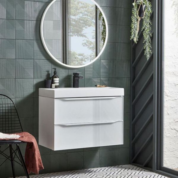 Roper Rhodes Frame 800 White Gloss Wall Hung Unit and Ceramic Basin #2