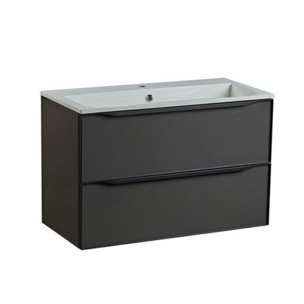 Roper Rhodes Frame 800 Gloss Dark Clay Wall Hung Unit and Isocast Basin