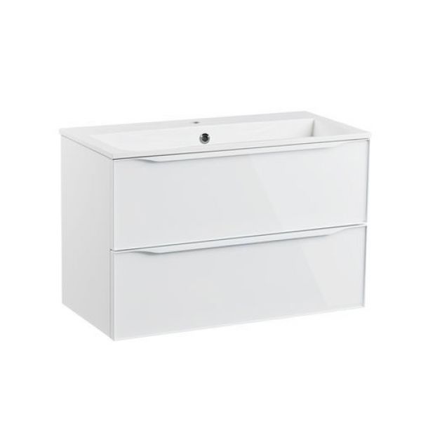 Roper Rhodes Frame 800 White Gloss Wall Hung Unit and Isocast Basin