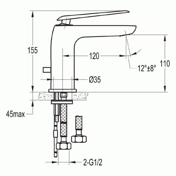 Flova Allore Chrome Mono Basin Mixer Tap with Clicker Waste #2