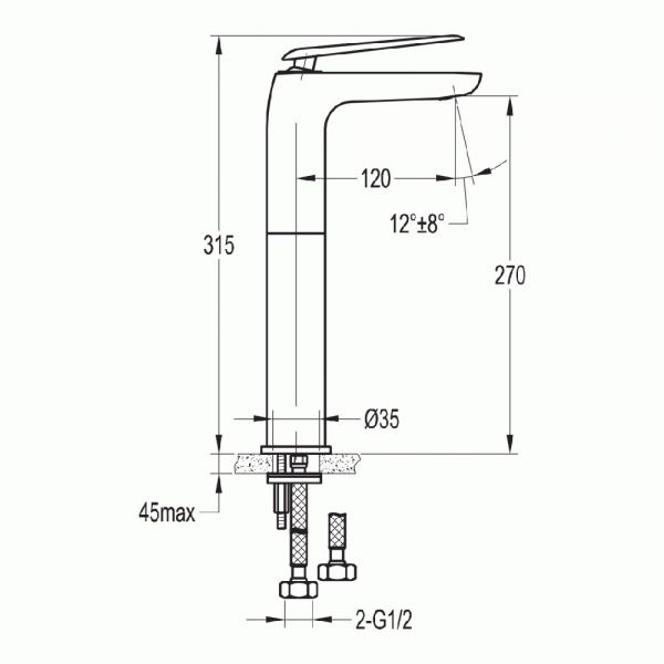 Flova Allore Chrome Tall Mono Basin Mixer Tap with Clicker Waste #2