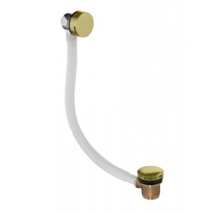 Flova Brushed Gold Overflow Bath Filler with Click Clack Waste