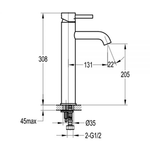 Flova Levo Brushed Gold Tall Mono Basin Mixer Tap #2