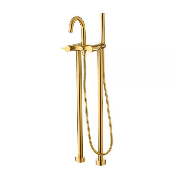 Flova Levo Brushed Gold Floor Standing Bath Shower Mixer Tap