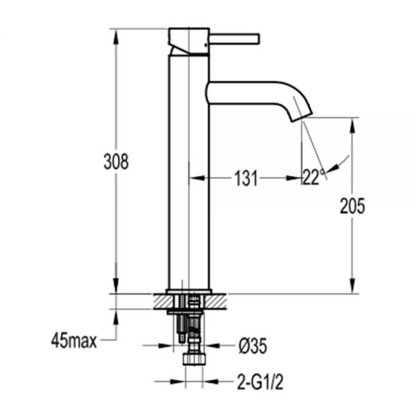 Flova Levo Brushed Nickel Tall Mono Basin Mixer Tap #2