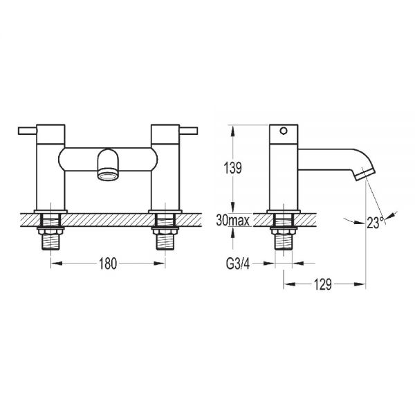 Flova Levo Brushed Brass Bath Filler Tap #2