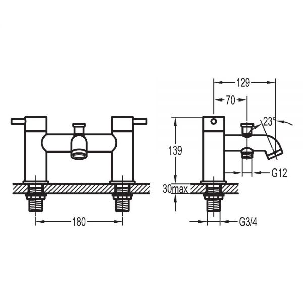 Flova Levo Brushed Brass Bath Shower Mixer Tap #2