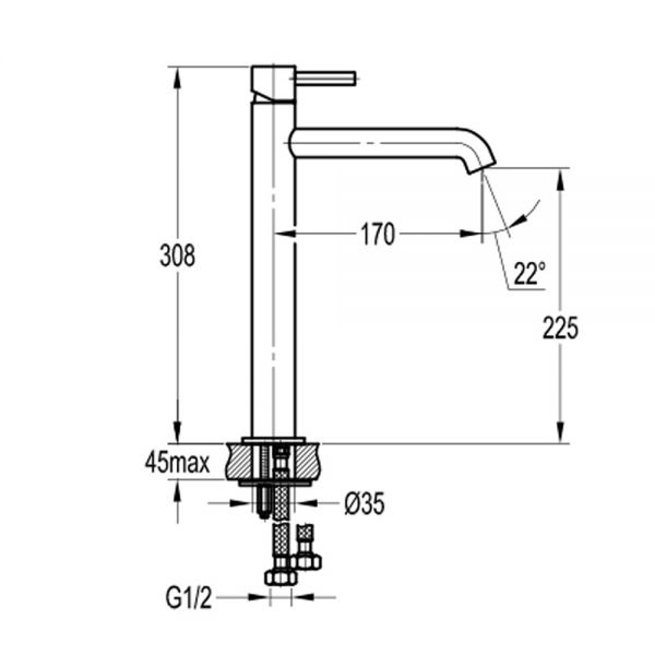 Flova Levo Brushed Brass Tall Mono Basin Mixer Tap #2