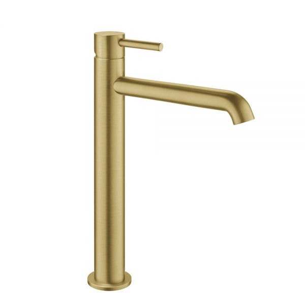 Flova Levo Brushed Brass Tall Mono Basin Mixer Tap