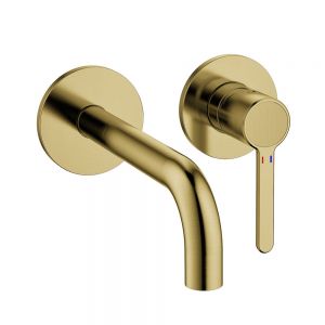 Flova Moonlight Brushed Brass Wall Mounted Basin Mixer Tap