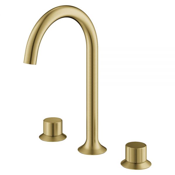 Flova Moonlight Brushed Brass 3 Hole Basin Mixer Tap