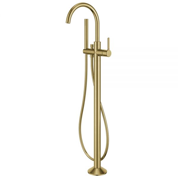 Flova Moonlight Brushed Brass Floor Standing Bath Shower Mixer Tap