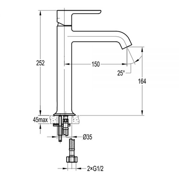 Flova Moonlight Brushed Brass Tall Mono Basin Mixer Tap #2