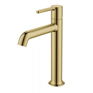 Flova Moonlight Brushed Brass Tall Mono Basin Mixer Tap