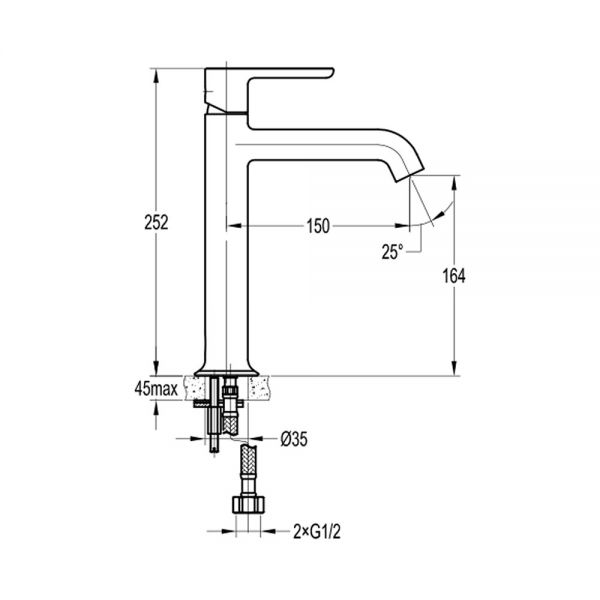 Flova Moonlight Brushed Bronze Tall Mono Basin Mixer Tap #2