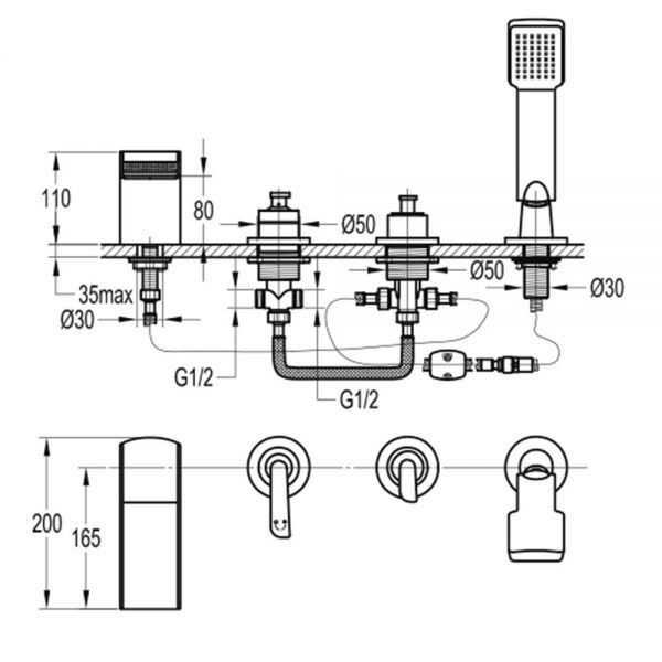 Flova Cascade Chrome 4 Hole Bath Shower Mixer Tap #2