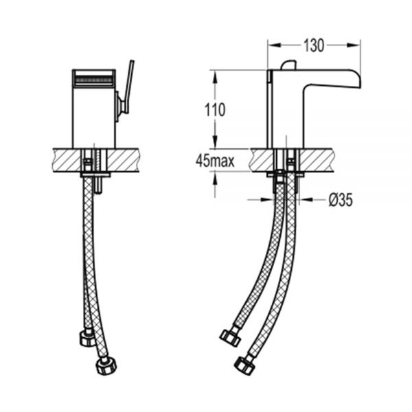 Flova Cascade Chrome Cloakroom Mono Basin Mixer Tap with Clicker Waste #2