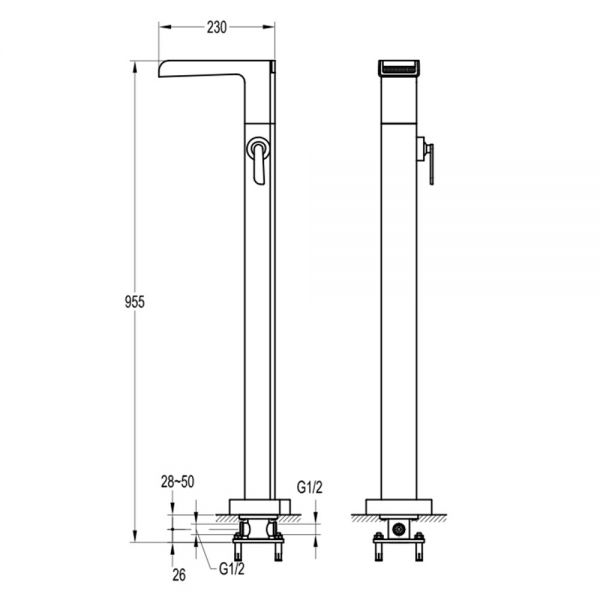 Flova Cascade Chrome Floor Standing Bath Filler Tap #2