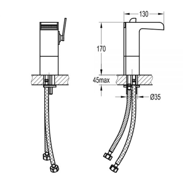 Flova Cascade Chrome Mono Basin Mixer Tap with Clicker Waste #2