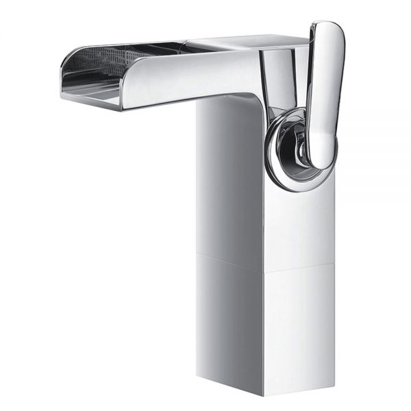 Flova Cascade Chrome Mono Basin Mixer Tap with Clicker Waste