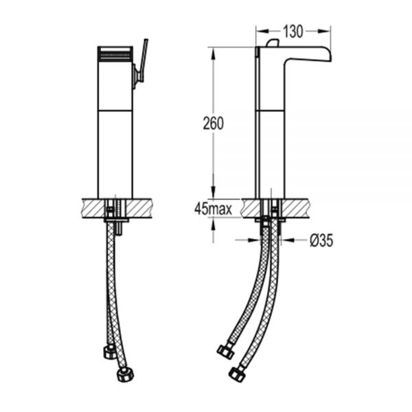 Flova Cascade Chrome Tall Mono Basin Mixer Tap with Clicker Waste #2