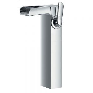 Flova Cascade Chrome Tall Mono Basin Mixer Tap with Clicker Waste