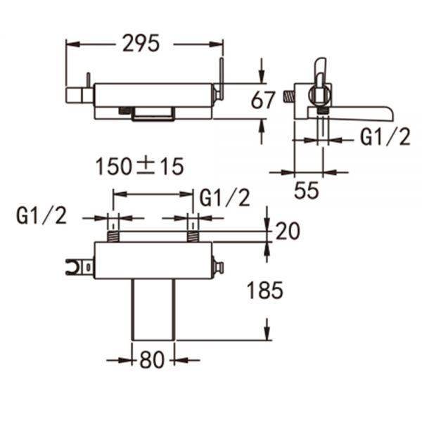 Flova Cascade Chrome Wall Mounted Bath Shower Mixer Tap #2