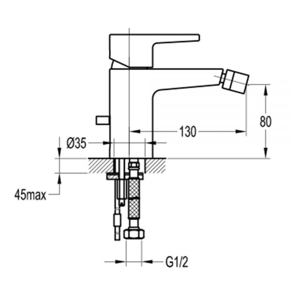 Flova Dekka Chrome Bidet Mixer Tap with Clicker Waste #2