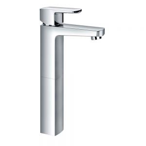 Flova Dekka Chrome Tall Mono Basin Mixer Tap with Clicker Waste