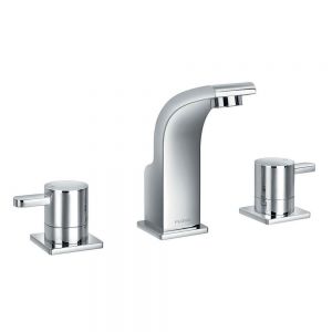 Flova Essence Chrome 3 Hole Basin Mixer Tap with Clicker Waste