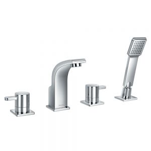 Flova Essence Chrome 4 Hole Bath Shower Mixer Tap