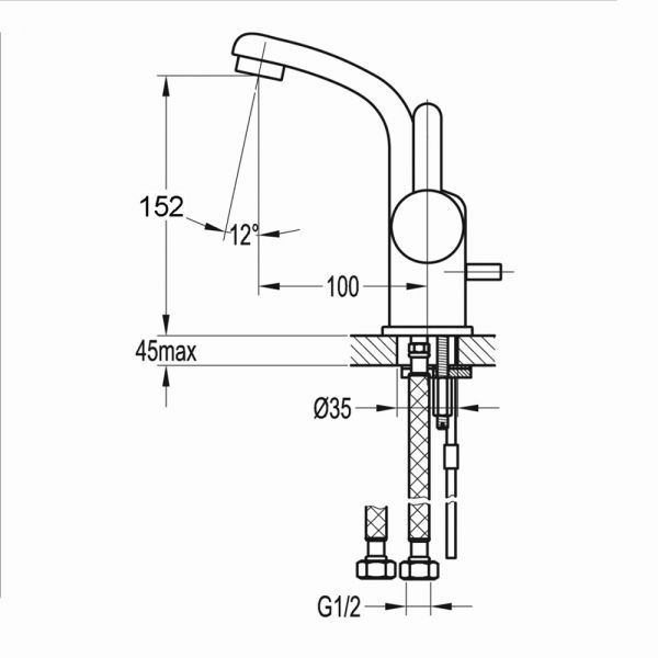 Flova Essence Chrome Mono Basin Mixer Tap with Clicker Waste #2