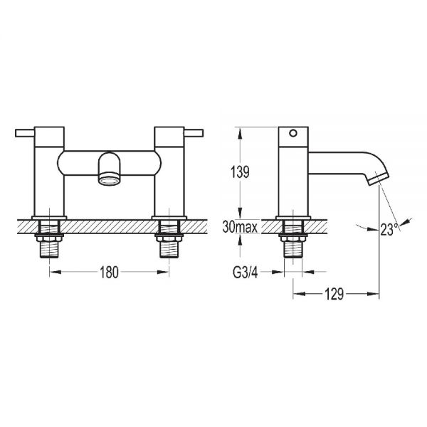 Flova Levo Gunmetal Bath Filler Tap #2
