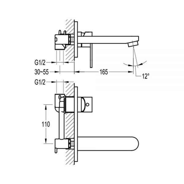 Flova Smart Gunmetal Wall Mounted Basin Mixer Tap #2