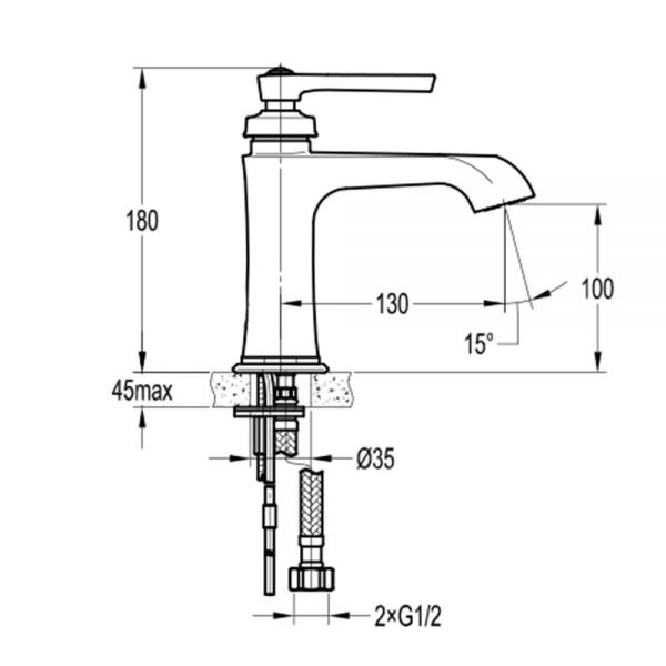 Flova Liberty Chrome Mono Basin Mixer Tap with Clicker Waste #2