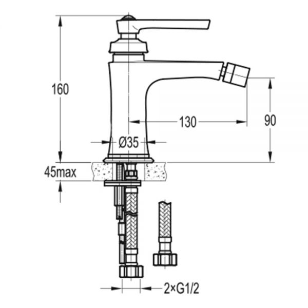 Flova Liberty  Chrome Bidet Mixer Tap with Clicker Waste #2