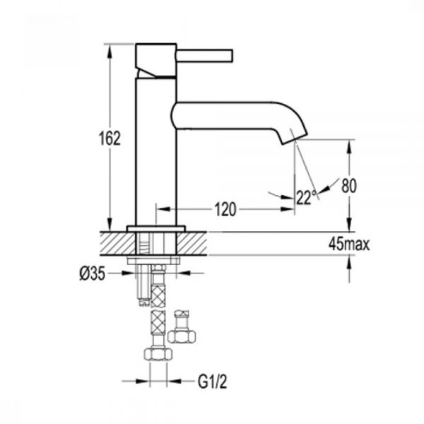 Flova Levo Chrome Slim Mono Basin Mixer Tap with Clicker Waste #2