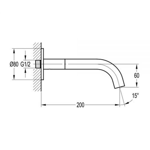 Flova Chrome Wall Mounted Bath Spout 200mm #2