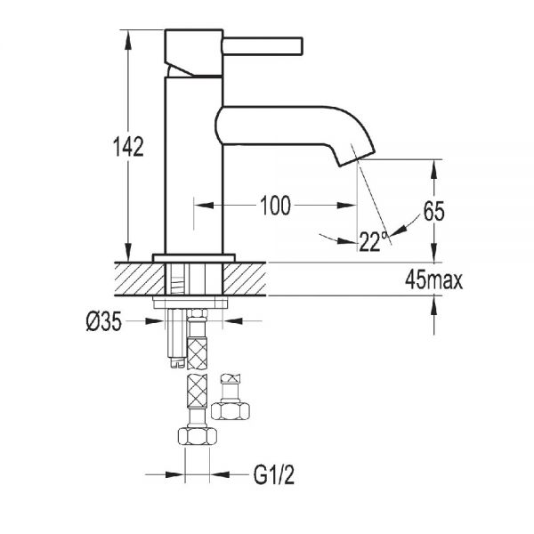 Flova Levo Chrome Slim Cloakroom Mono Basin Mixer Tap with Clicker Waste #2