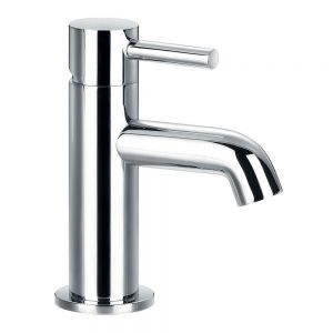 Flova Levo Chrome Slim Cloakroom Mono Basin Mixer Tap with Clicker Waste