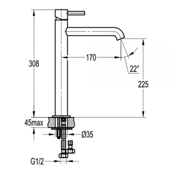 Flova Levo Chrome Slim Tall Mono Basin Mixer Tap with Clicker Waste #2