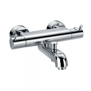 Flova Levo Chrome Wall Mounted Thermostatic Bath Shower Mixer Tap