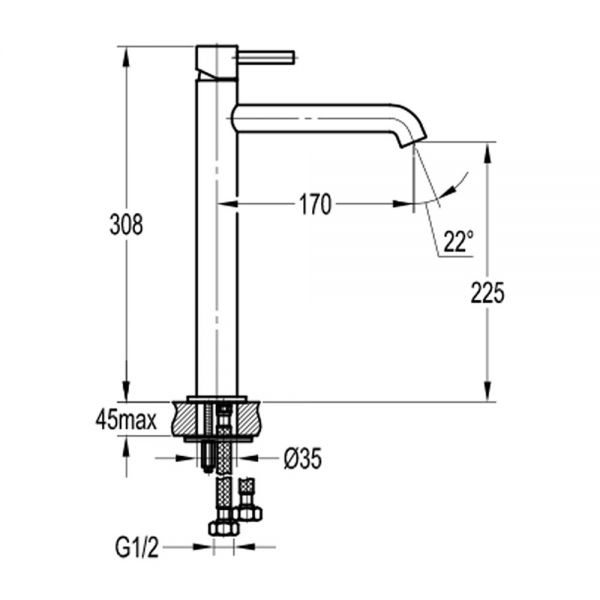 Flova Levo Matt Black Tall Mono Basin Mixer Tap #2