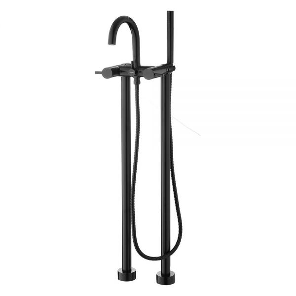 Flova Levo Matt Black Floor Standing Bath Shower Mixer Tap