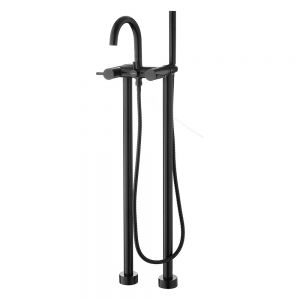 Flova Levo Matt Black Floor Standing Bath Shower Mixer Tap