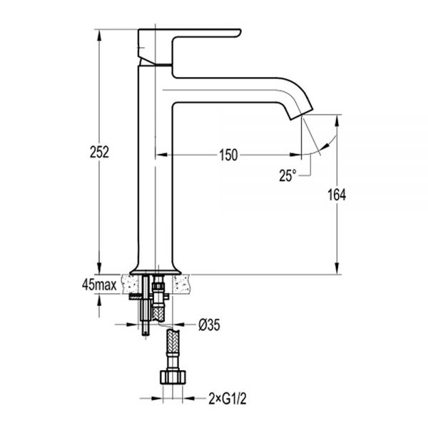 Flova Moonlight Matt Black Tall Mono Basin Mixer Tap #2