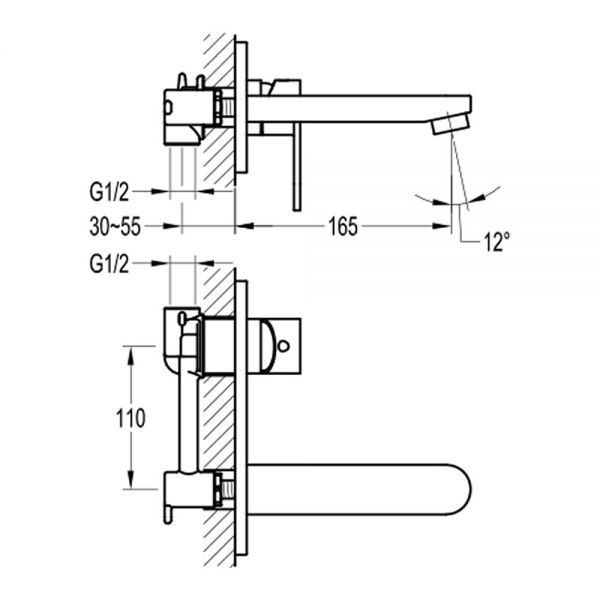 Flova Smart Chrome Wall Mounted Basin Mixer Tap #2