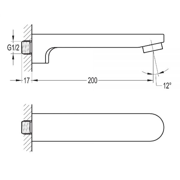 Flova Smart Chrome Wall Mounted Bath Spout 200mm #2
