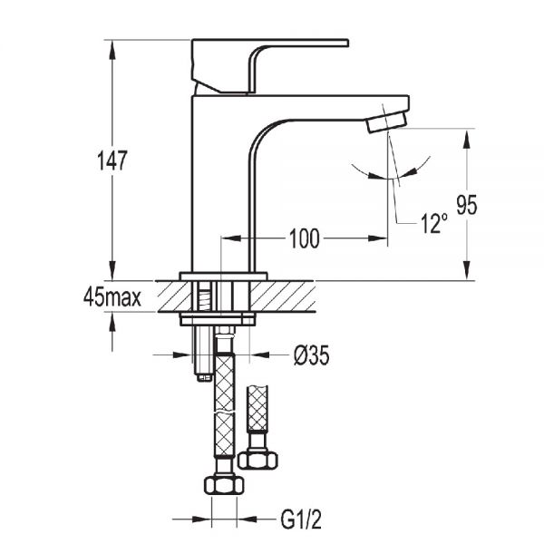 Flova Smart Chrome Cloakroom Mono Basin Mixer Tap with Clicker Waste #2
